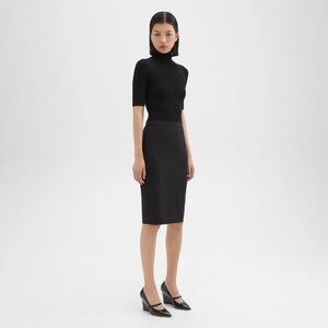 Theory Slim Pencil Skirt in Stretch Wool Black sz 4
